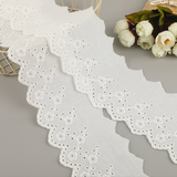 {2026 NEW}Cotton Broderie Anglaise lace trim with a floral embroidered pattern