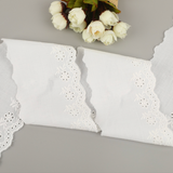 {2026 NEW}Cotton Broderie Anglaise lace trim with a floral embroidered pattern