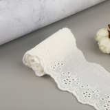 {2026 NEW}Cotton Broderie Anglaise lace trim with a floral embroidered pattern