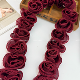 {2026 NEW} Colorful 3D chiffon rose flower lace edge trim