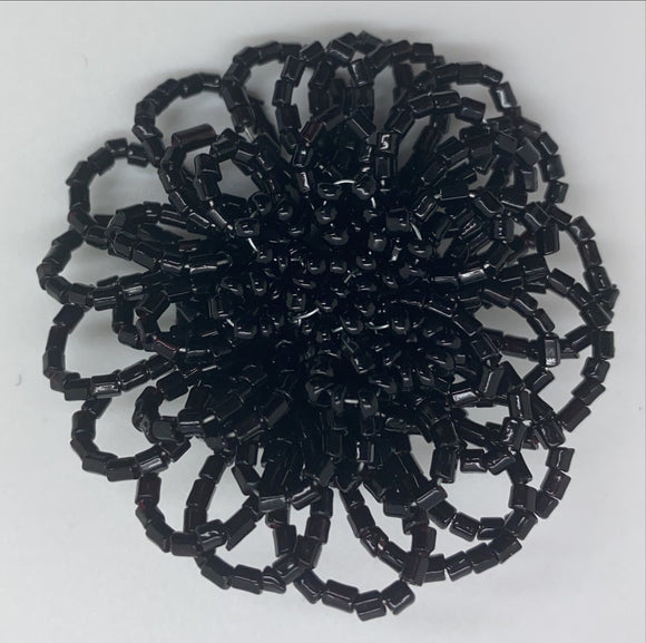 Bugle bead brooch/motif with pin
