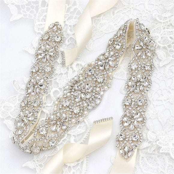 Luxury Rhinestone belt Trimming Women Dress Accessories Hot Fixed Applique attached for Bridal Gowns Sash Belt