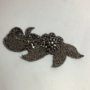 Jet Hematite Rhinestone/Gunmetal Metallic Beaded Applique