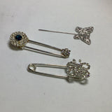 Safety Rhinestone Pins -Bouquet Pins, Bridal Bouquet Pins, Kilt Pin, Bling Bouquet Charms, Lapel, Brooch, Pearls
