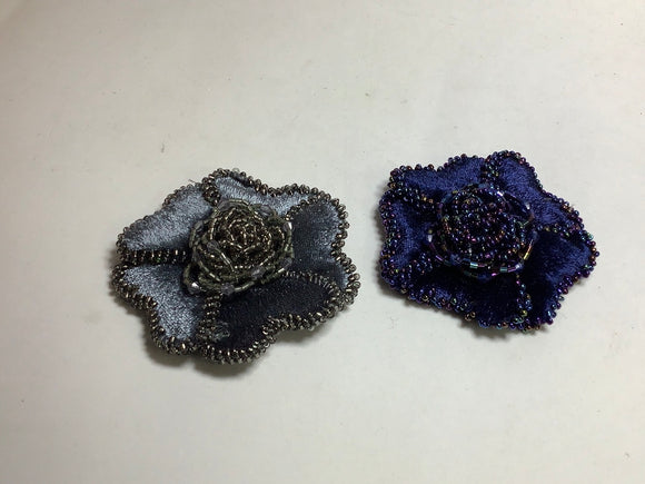 3D beaded flower motif appliqué