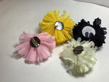 3D Chiffion Flower appliqué broches