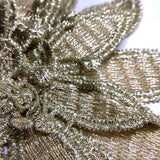 3D gold enbroidered Lace Trim, metallic gold embroidered cord scalloped lace