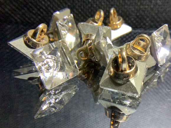 Square glass facet button