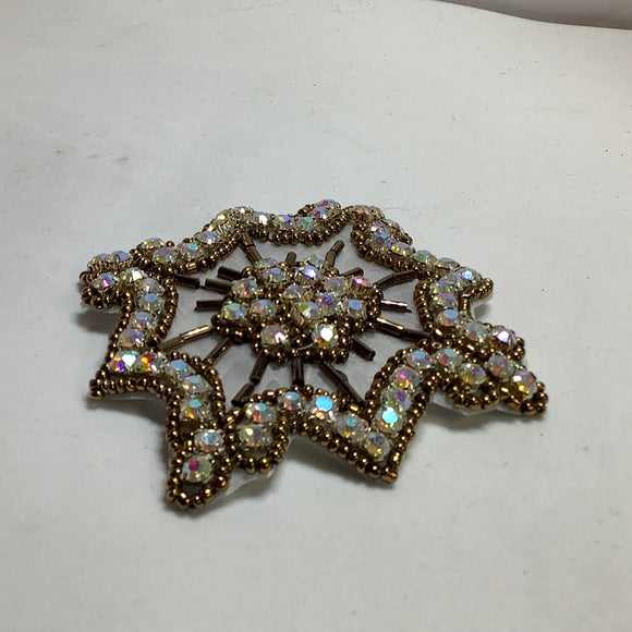Iron-on Abs beaded Diamante Brooch Flower