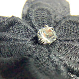3D Black Flower  Lace Fabric Trim Diamond Wedding Embroidered Applique