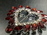 Colorful love heart Diamanté brooch