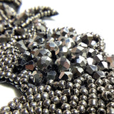 Jet Hematite Rhinestone/Gunmetal Metallic Beaded Applique