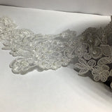 Floral motif pearl beaded lace trim