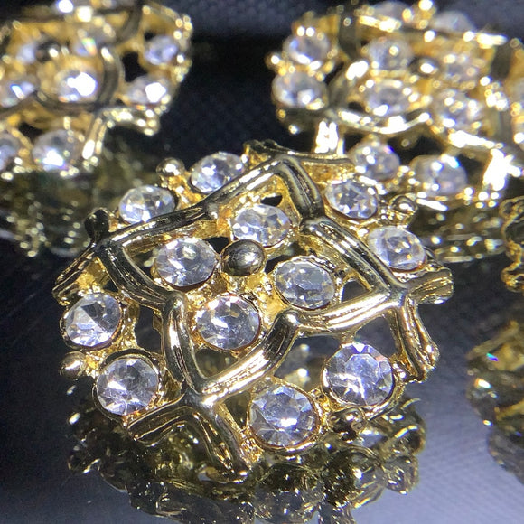 Yellow gold Diamanté button-25mm