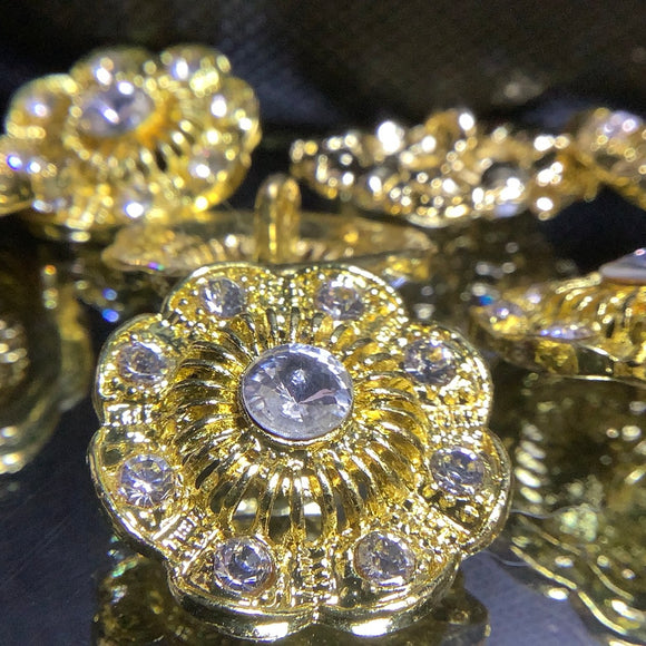 Gold Diamante button -25mm