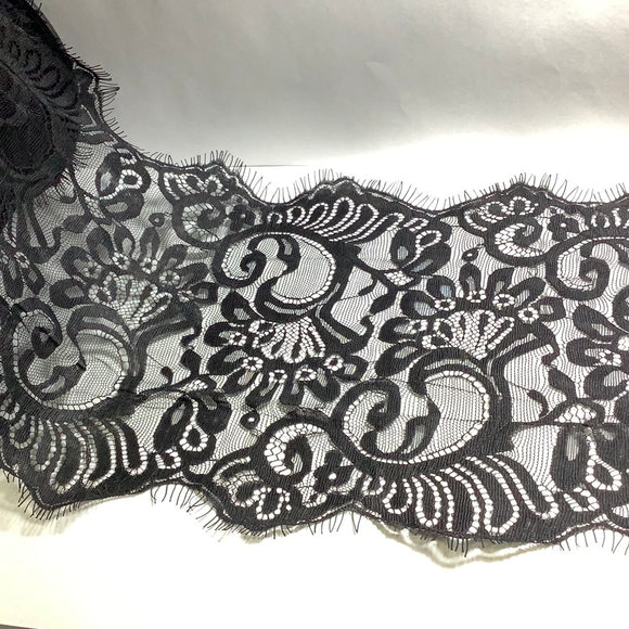 Eyelash Lace Fabric DIY Soft black Nylon Eyelash Lace Trim Chantilly lace