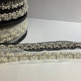 Thecookie Rib Knit Fabric Heavy mix Pearl and sequin rhinestone DIY on mesh