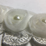 Claudelle ornate flower Pearl Trim Beaded Embroidery Lace Ribbon