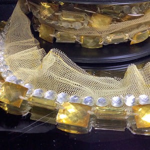 Crystal beading trim on mesh