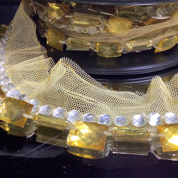 Crystal beading trim on mesh