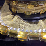Crystal beading trim on mesh