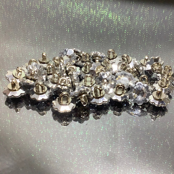 Flower shape Plastic Diamanté shank button
