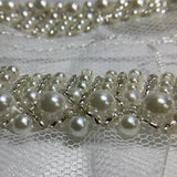 Embellishment pearl beaded trim on mesh
