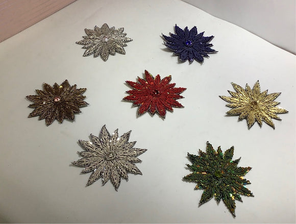 Couture Diamanté Beaded poinsettia appliqué