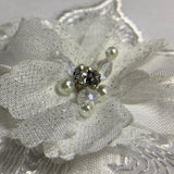 Rhinestone Beaded 3D Flower lace with chiffon Embroidered Lace Edge Trim Ribbon