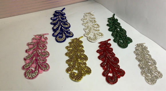 Crystal beaded sash applique