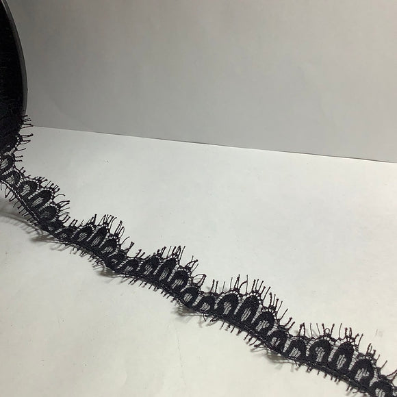 Scalloped Black Chantilly lace