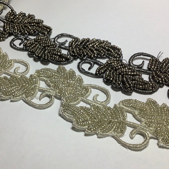 Iron on leaf motif botanical beading trim