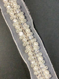 Thecookie Rib Knit Fabric Heavy mix Pearl and sequin rhinestone DIY on mesh