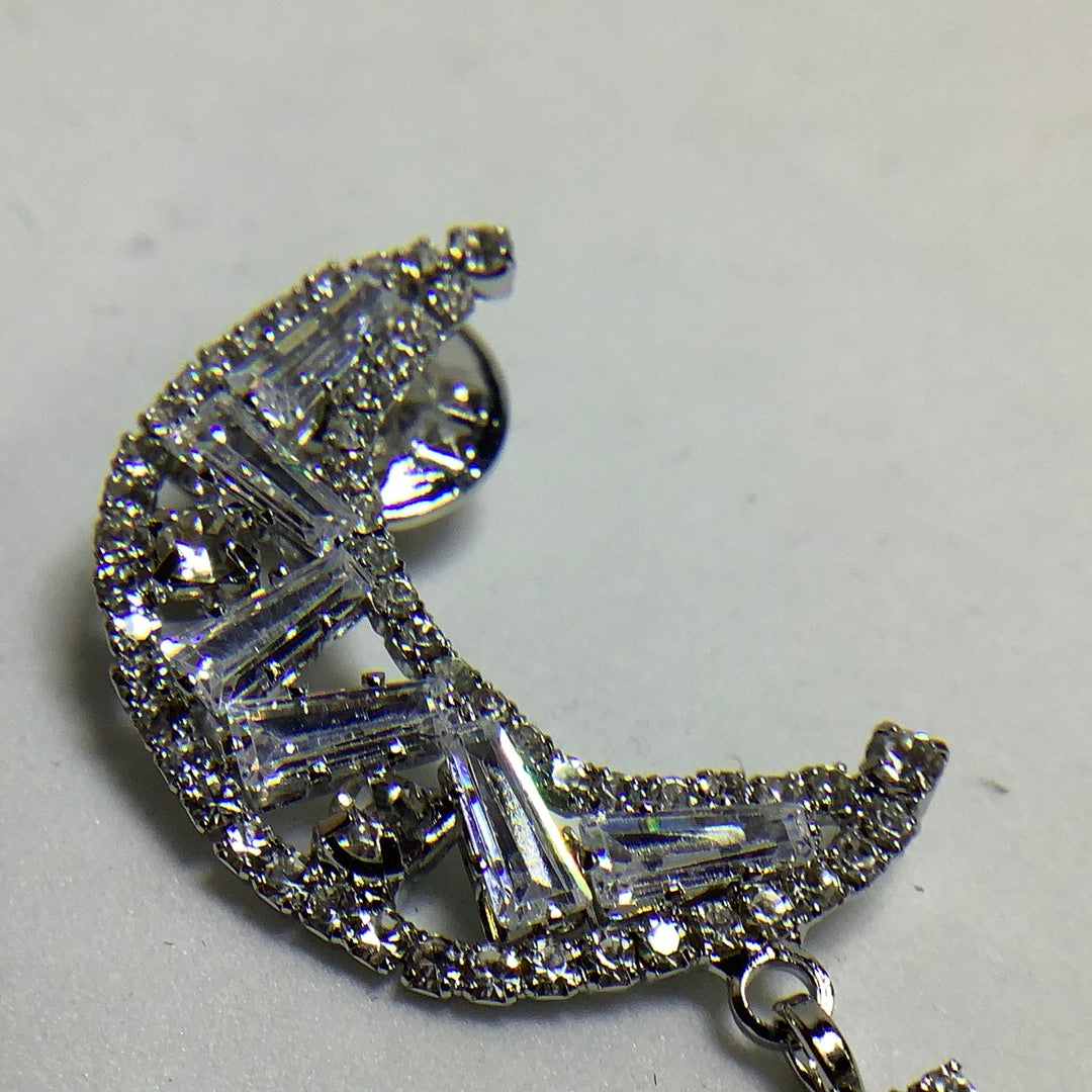 Moon star brooch vintage look silver gold plated suit coat broach