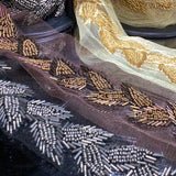 Avigail Adams metalic plated beaded leaves Goddess trim on net