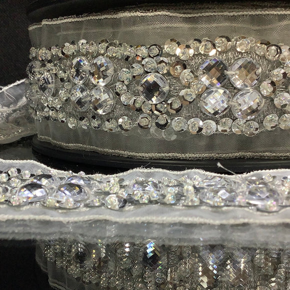 Exquisite Handmade Bridal Decorative Accessories Sparkling Crystal on net