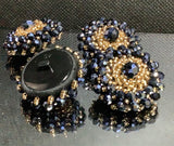 Three-dimensional beaded flower shank buttons