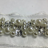 Thecookie Rib Knit Fabric Heavy mix Pearl and sequin rhinestone DIY on mesh