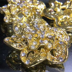 Metal flower button with Diamanté-32mm