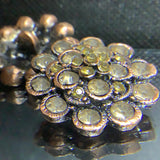 vintage brass color shank button with diamanté