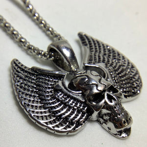 Collody Gothic Skull Necklace for men Stainless Steel Punk Rock or Hip hop Pendant Ajustable Polished Chain Suitable for Halloween