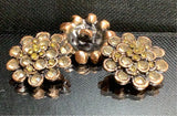 vintage brass color shank button with diamanté