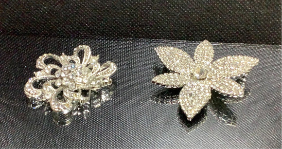 Clear Crystal Bridal Corsage Brooch