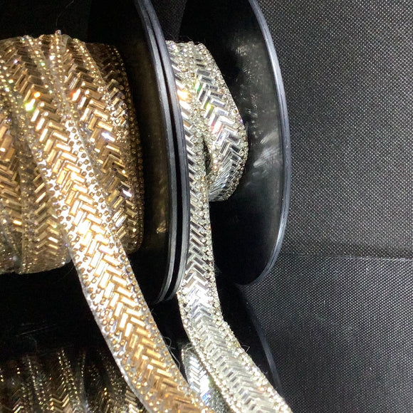 Iron on diamanté V shape Trim