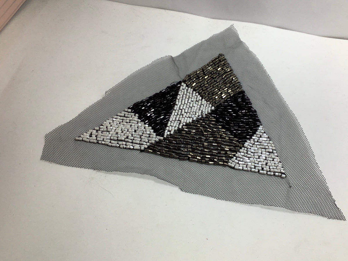 Multi color beaded pyramid on mesh – www.jimmybuttons.com.au