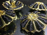 Weaved metal flower shank button