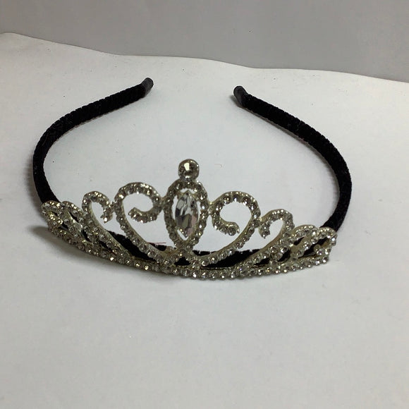 Diamanté crown on velvet thin headband