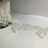 Beaded ivory alencon venetian lace trim for bridal veil