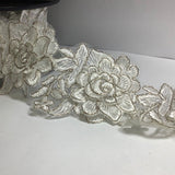 3D Metallic gold venise guipure flower lace edge trim