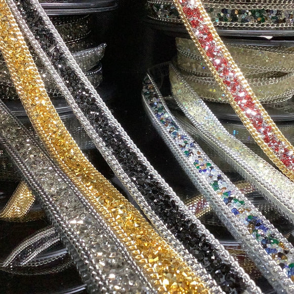 Iron on crystal with chain Trim